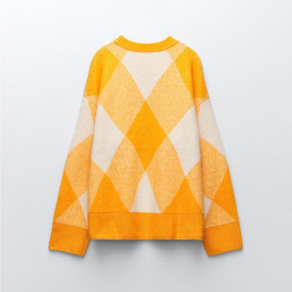 Orange Argyle Knit Sweater | Zara - Picture 3 of 5